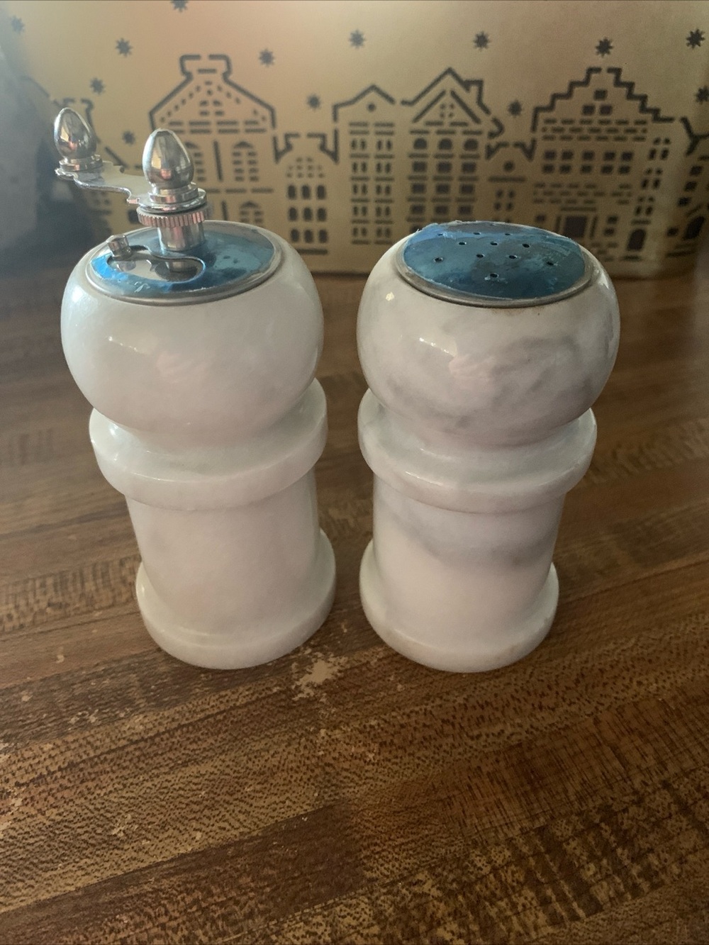 White Marble Salt and Pepper Shakers Set